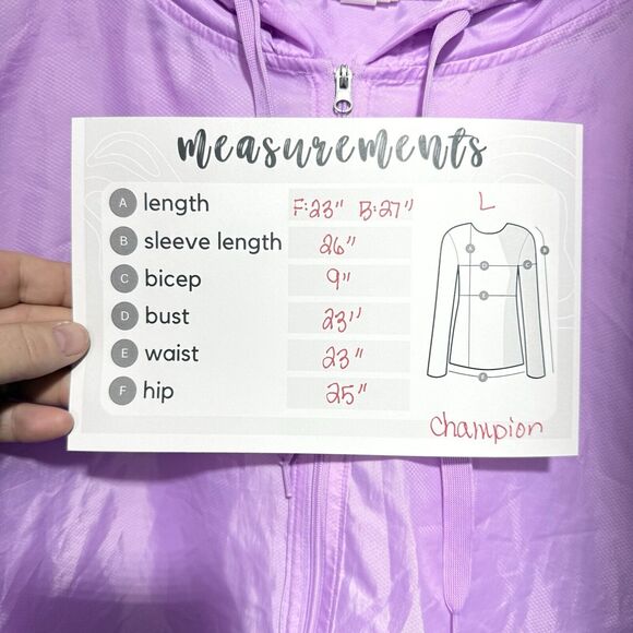Champion Hooded Windbreaker Jacket Women’s Size L Purple Lightweight Zip-Up - Picture 8 of 8